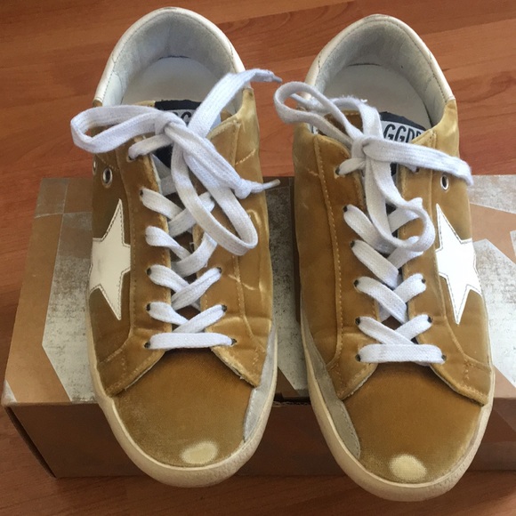 Golden Goose Gold Velvet Sneakers 